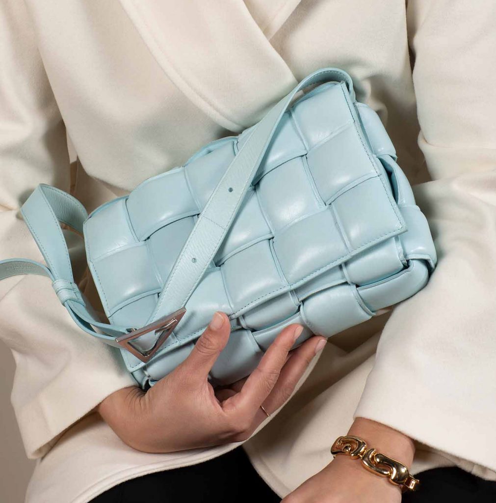 SACLÀB Bottega Veneta Cassette in Topaz Crossbody Bag