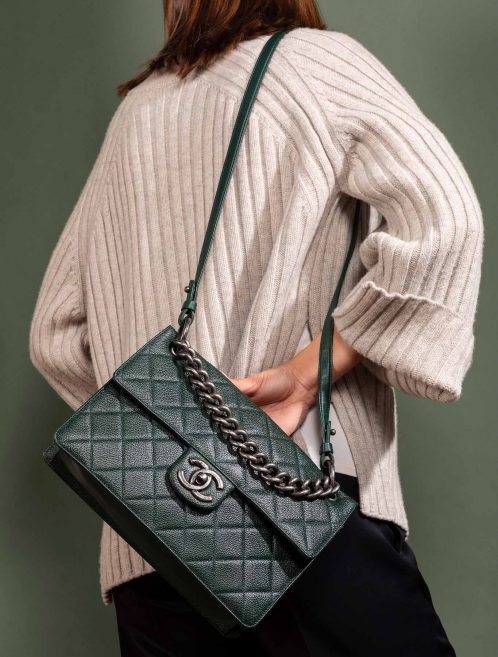 SACLÀB Chanel Timeless Caviar Green Crossbody Bag