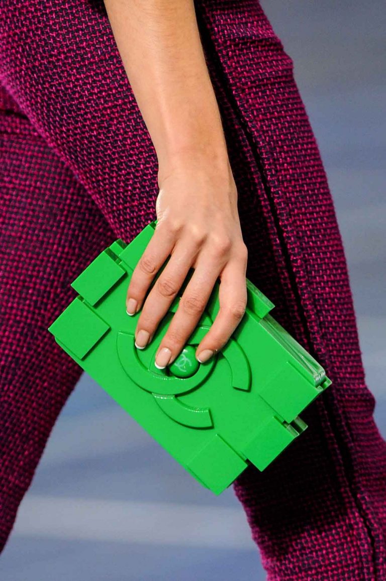 Chanel Green Lego Clutch on SS13 Runway