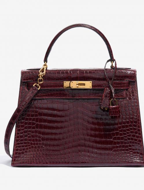 Hermès Kelly 28 Porosus Crocodile Bordeaux