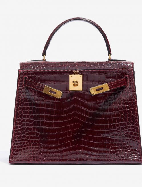 Hermès Kelly 28 Porosus Crocodile Bordeaux