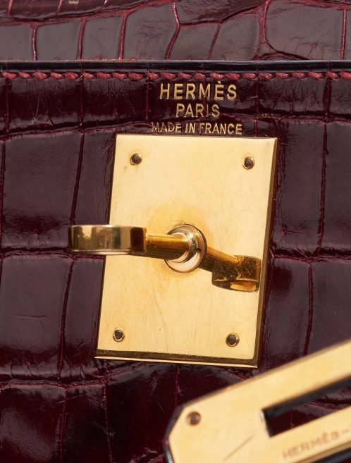 Hermès Kelly 28 Porosus Crocodile Bordeaux