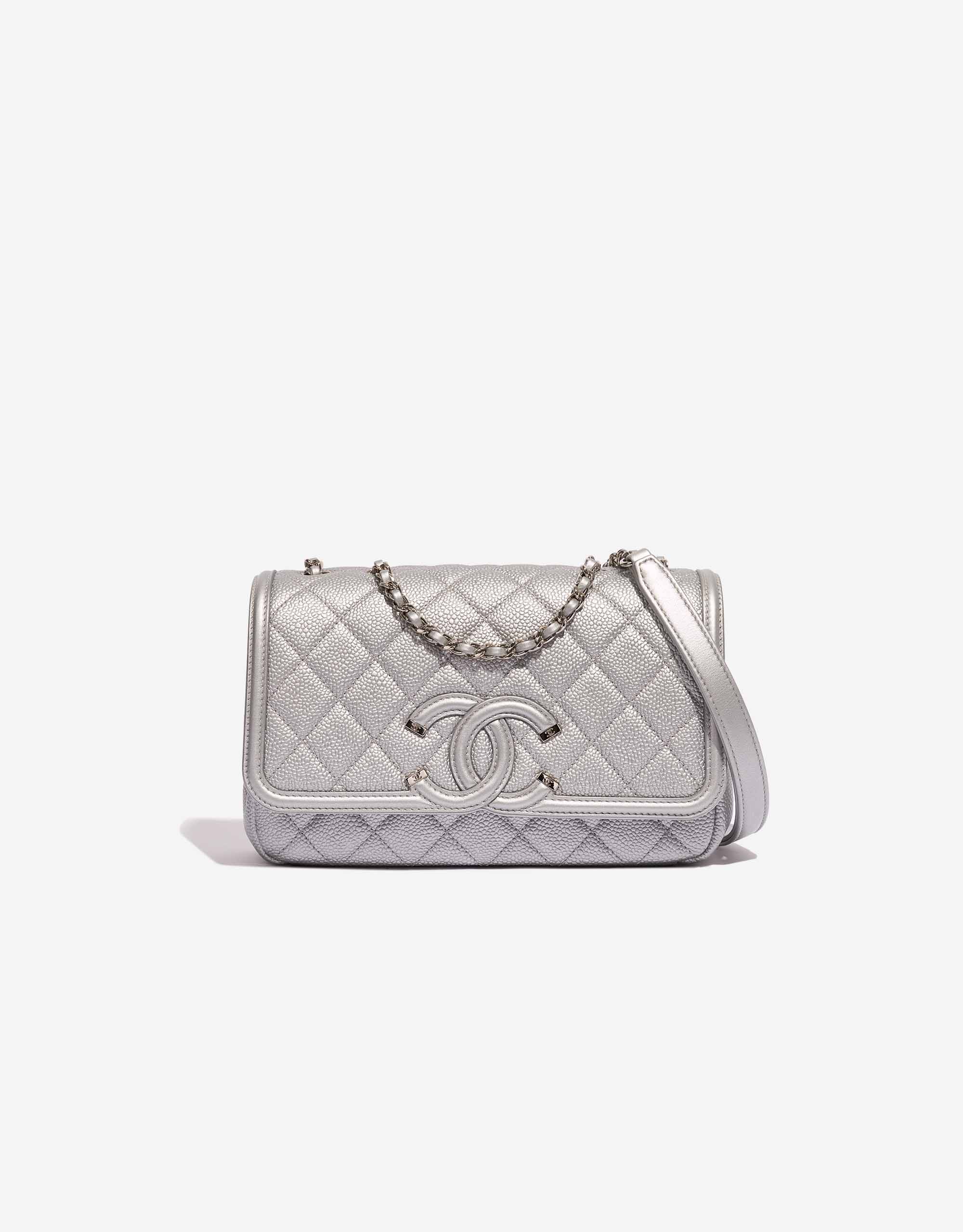 Chanel Filigree Caviar Silver CC Small Flap Bag SACLÀB