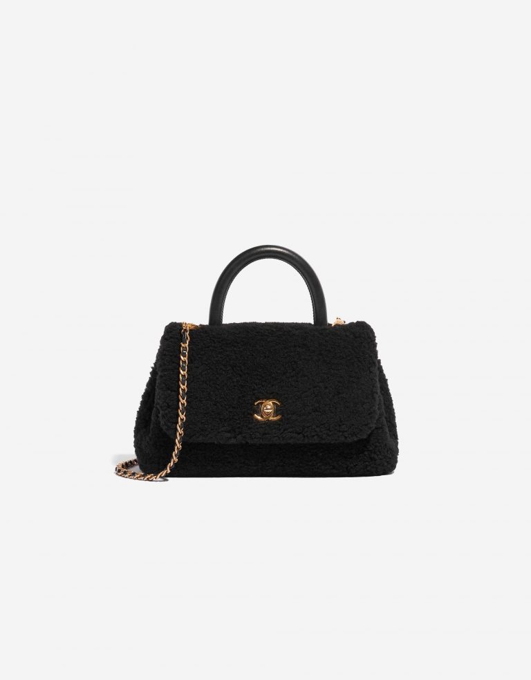 Chanel Handle Medium Shearling Black