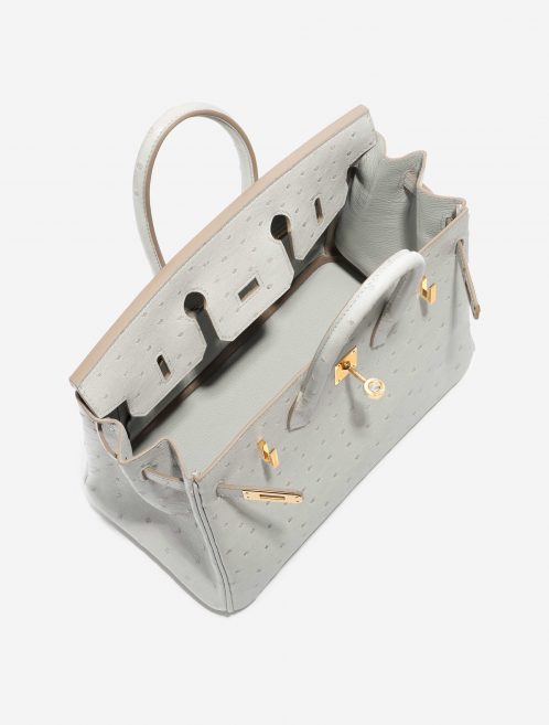 Pre-owned Hermès bag Birkin 25 Ostrich Gris Perle Beige Inside | Sell your designer bag on Saclab.com