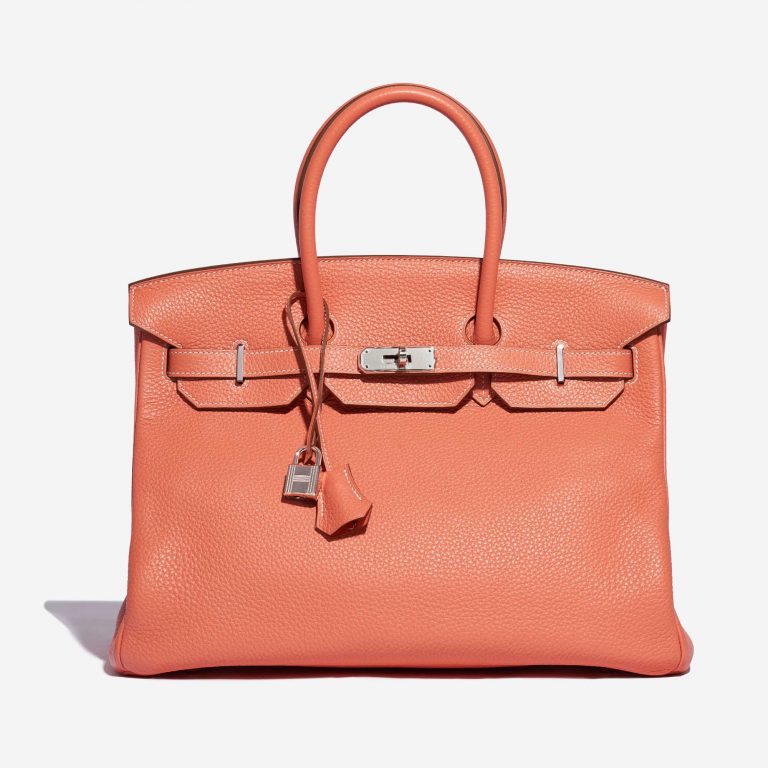 Pre-owned Hermès bag Birkin 35 Clemence Crevette Orange, Pink, Red, Rose Front | Sell your designer bag on Saclab.com