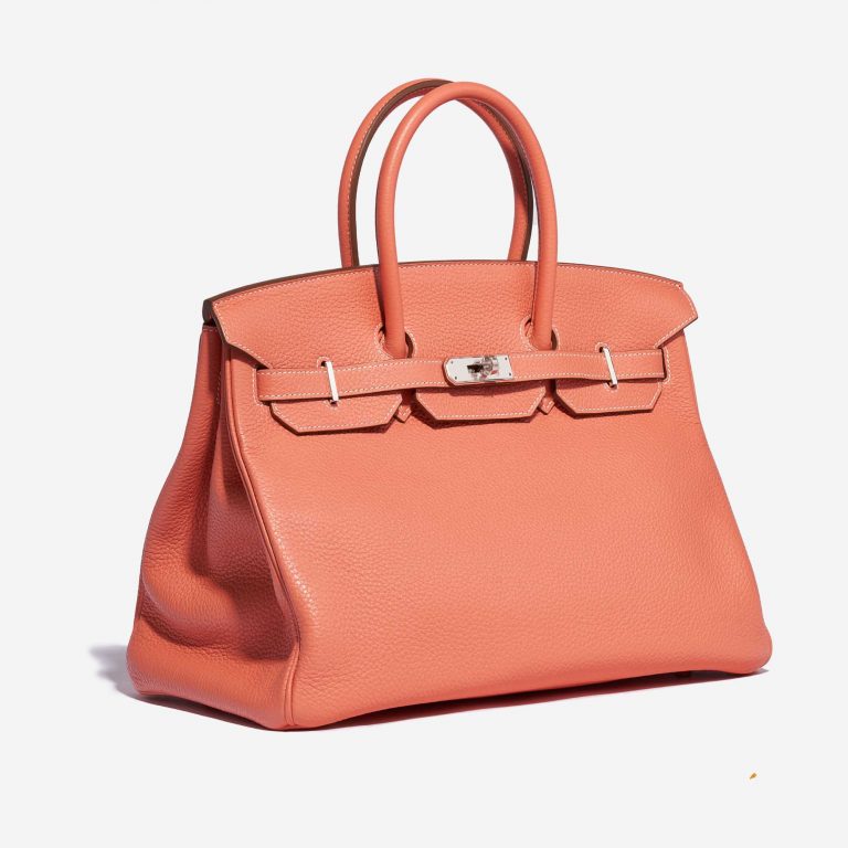 Pre-owned Hermès bag Birkin 35 Clemence Crevette Orange, Pink, Red, Rose Side Front | Sell your designer bag on Saclab.com