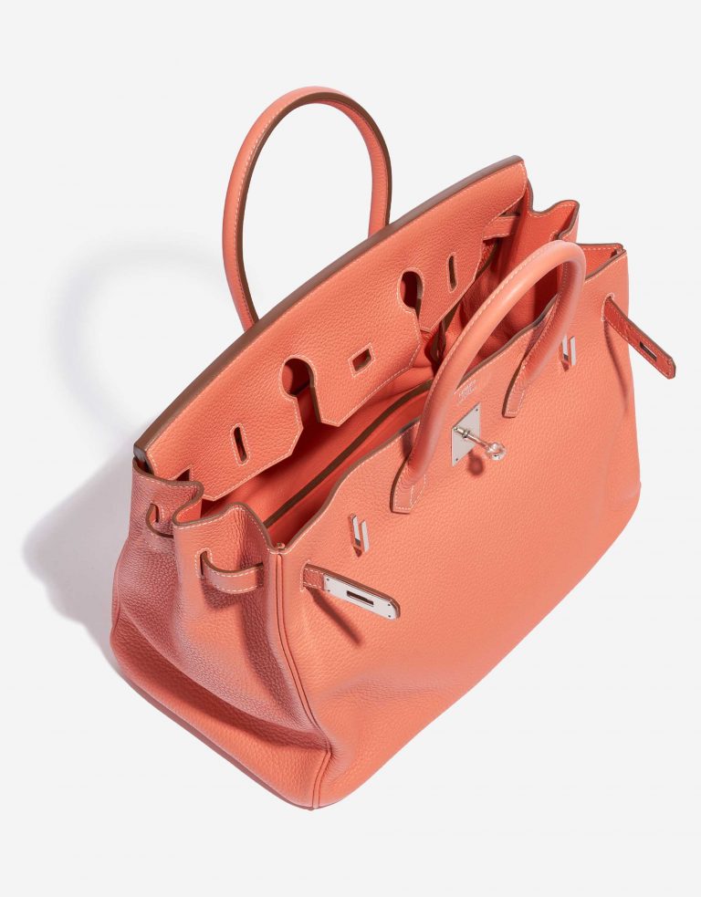 Pre-owned Hermès bag Birkin 35 Clemence Crevette Orange, Pink, Red, Rose Inside | Sell your designer bag on Saclab.com