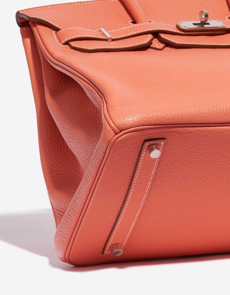 Pre-owned Hermès bag Birkin 35 Clemence Crevette Orange, Pink, Red, Rose Detail | Sell your designer bag on Saclab.com