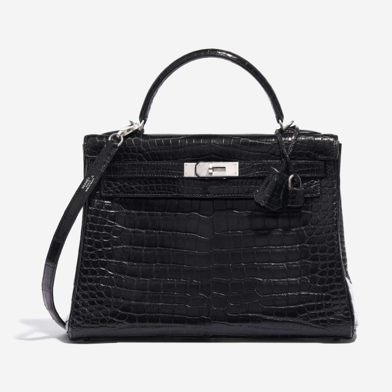"Hermès Kelly 32 Porosus Crocodile Black "
