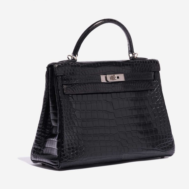 "Hermès Kelly 32 Porosus Crocodile Black "
