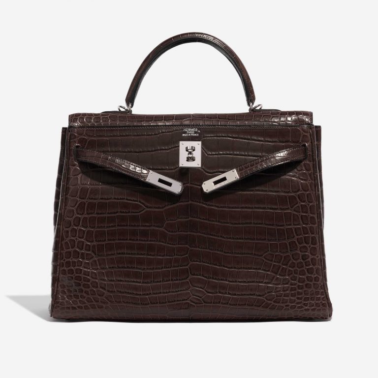 Hermès Kelly 35 Porosus Crocodile Gris Elephant