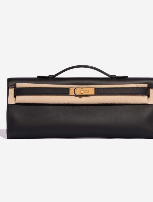 Pre-owned Hermès bag Kelly Cut Clutch Swift Black Black Front Velt | Sell your designer bag on Saclab.com