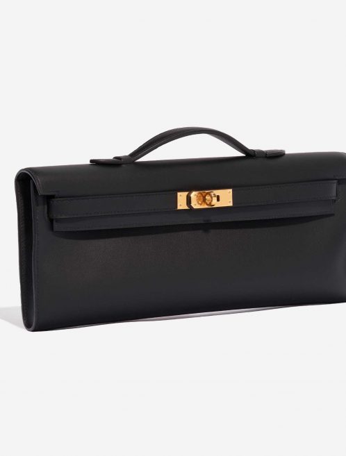 Pre-owned Hermès bag Kelly Cut Clutch Swift Black Black Side Front | Sell your designer bag on Saclab.com