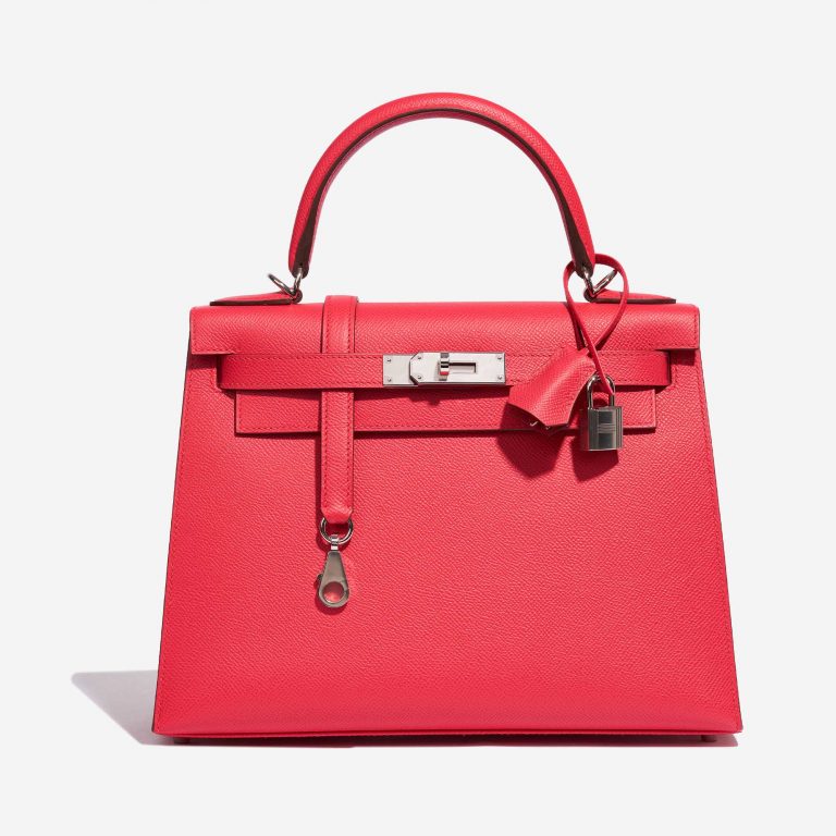 Pre-owned Hermès bag Kelly 28 Epsom Rose Extreme Pink, Rose Front | Sell your designer bag on Saclab.com