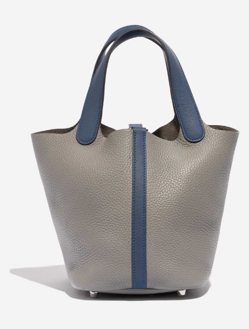 Pre-owned Hermès bag Picotin 18 Clemence / Swift Gris Mouette / Blue Agate Blue Back | Sell your designer bag on Saclab.com