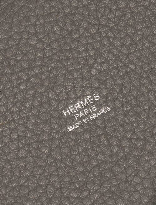 Pre-owned Hermès bag Picotin 18 Clemence / Swift Gris Mouette / Blue Agate Blue Logo | Sell your designer bag on Saclab.com