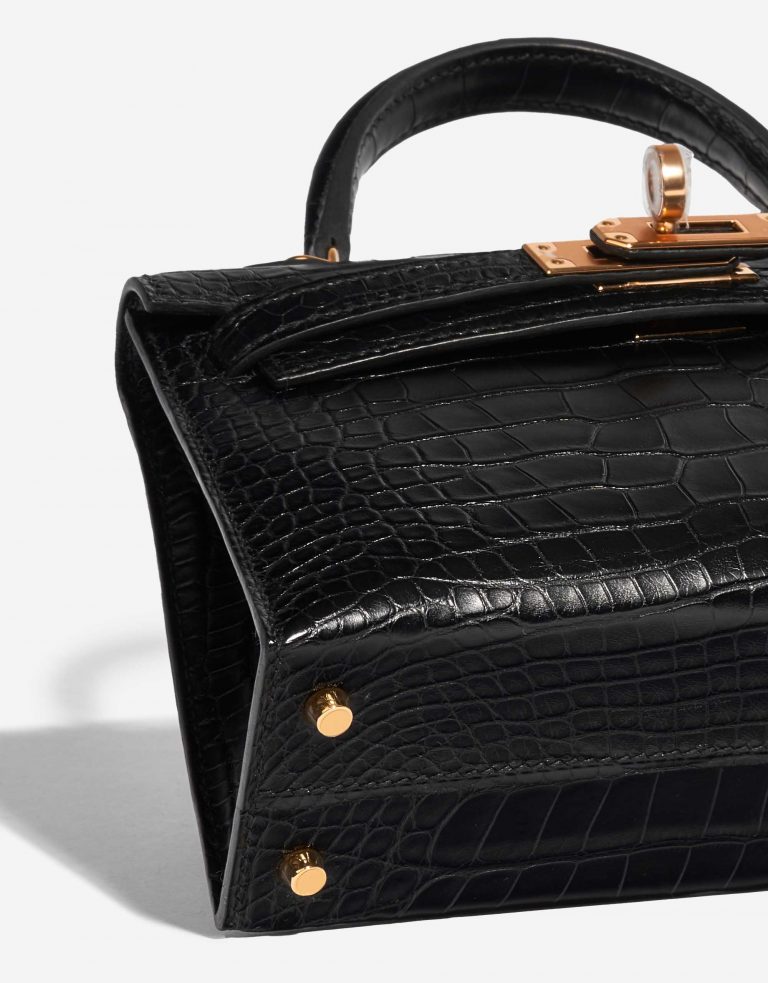 Pre-owned Hermès bag Kelly Mini Matte Alligator Black Black Detail | Sell your designer bag on Saclab.com
