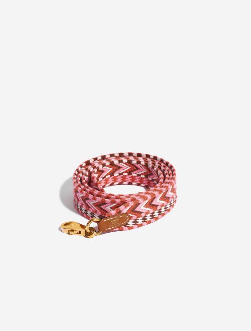 Pre-owned Hermès bag Shoulder Strap Canvas Rose Confetti / Rouge H / Blanc / Gold Multicolour Front | Sell your designer bag on Saclab.com