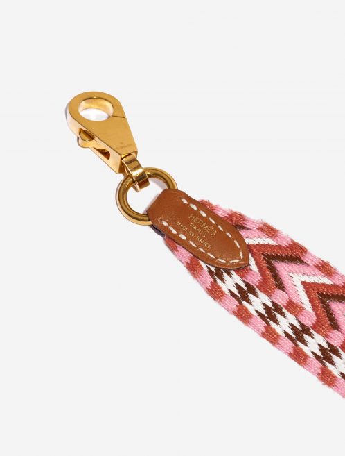 Pre-owned Hermès bag Shoulder Strap Canvas Rose Confetti / Rouge H / Blanc / Gold Multicolour Logo | Sell your designer bag on Saclab.com
