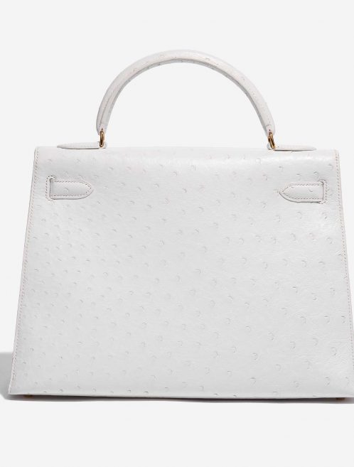 Pre-owned Hermès bag Kelly 32 Ostrich Blanc White Back | Sell your designer bag on Saclab.com