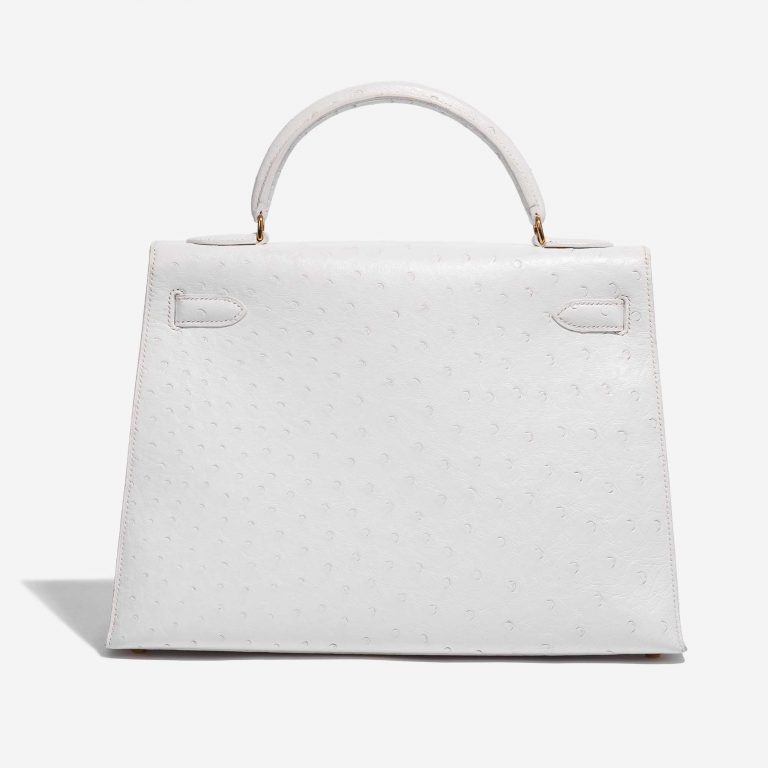 Pre-owned Hermès bag Kelly 32 Ostrich Blanc White Back | Sell your designer bag on Saclab.com