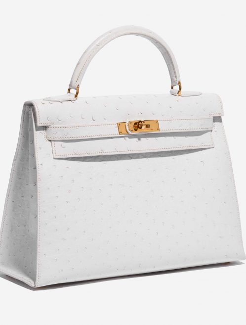 Pre-owned Hermès bag Kelly 32 Ostrich Blanc White Side Front | Sell your designer bag on Saclab.com