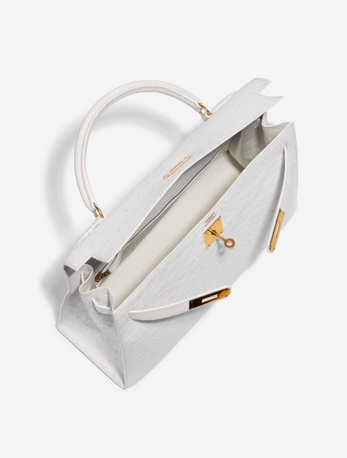 Pre-owned Hermès bag Kelly 32 Ostrich Blanc White Inside | Sell your designer bag on Saclab.com