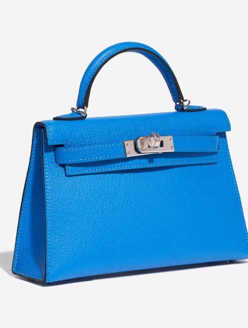 Pre-owned Hermès bag Kelly Mini Chèvre Mysore Blue Hydra Blue Side Front | Sell your designer bag on Saclab.com