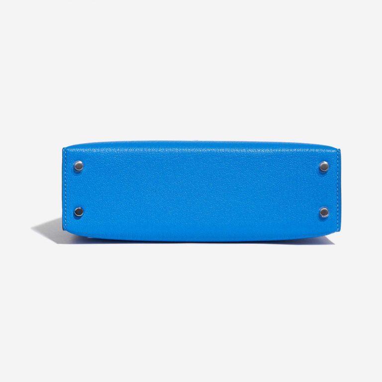 Pre-owned Hermès bag Kelly Mini Chèvre Mysore Blue Hydra Blue Bottom | Sell your designer bag on Saclab.com