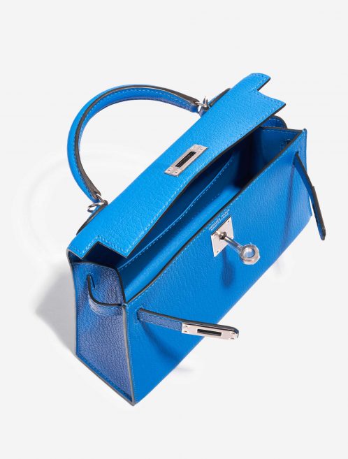Pre-owned Hermès bag Kelly Mini Chèvre Mysore Blue Hydra Blue Inside | Sell your designer bag on Saclab.com