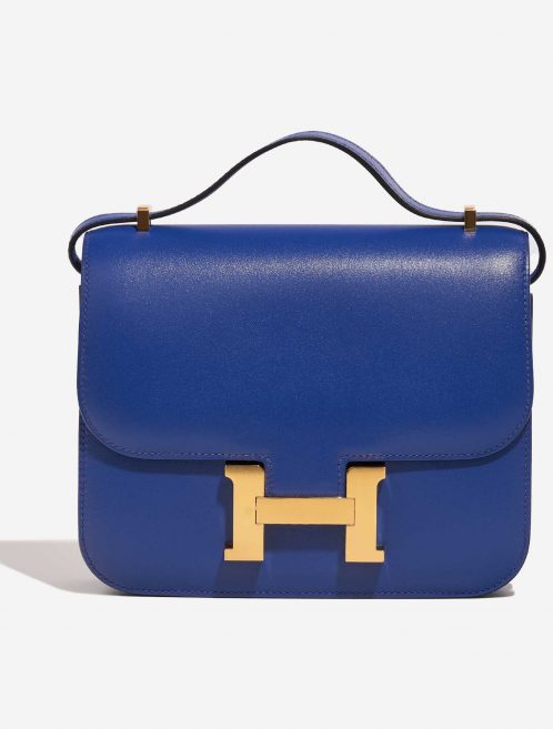 Pre-owned Hermès bag Constance 18 Tadelakt Bleu Electrique Blue Front | Sell your designer bag on Saclab.com