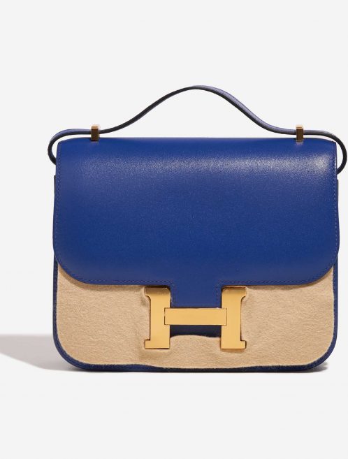 Pre-owned Hermès bag Constance 18 Tadelakt Bleu Electrique Blue Front Velt | Sell your designer bag on Saclab.com