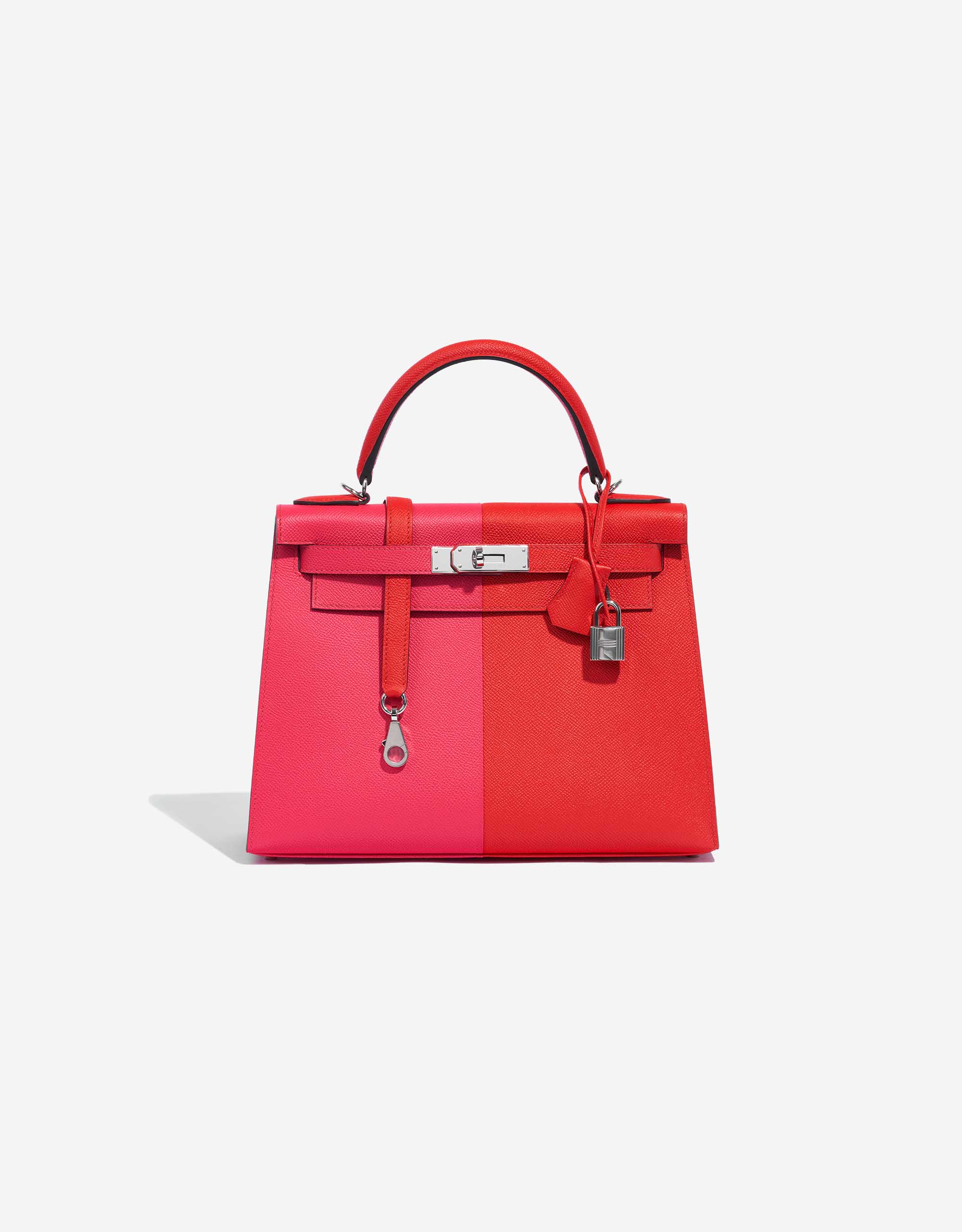 Hermès Kelly 28 Epsom Rose Extreme / Rouge de Coeur / Blue