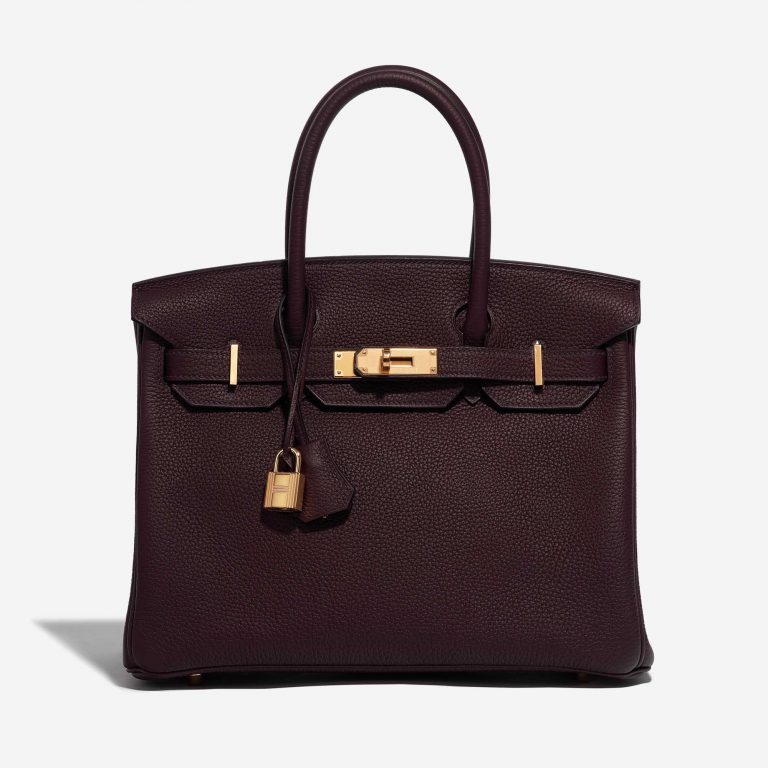 Pre-owned Hermès bag Birkin 30 Clemence Taurillon Rouge Sellier Brown, Red Front | Sell your designer bag on Saclab.com