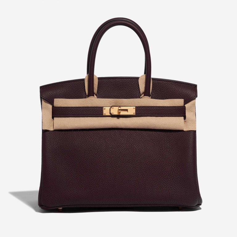 Pre-owned Hermès bag Birkin 30 Clemence Taurillon Rouge Sellier Brown, Red Front Velt | Sell your designer bag on Saclab.com