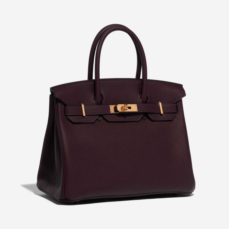 Pre-owned Hermès bag Birkin 30 Clemence Taurillon Rouge Sellier Brown, Red Side Front | Sell your designer bag on Saclab.com