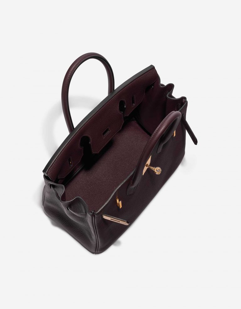 Pre-owned Hermès bag Birkin 30 Clemence Taurillon Rouge Sellier Brown, Red Inside | Sell your designer bag on Saclab.com