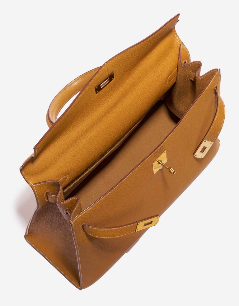 Pre-owned Hermès bag Kelly 35 Ardennes Moutarde Yellow Inside | Sell your designer bag on Saclab.com