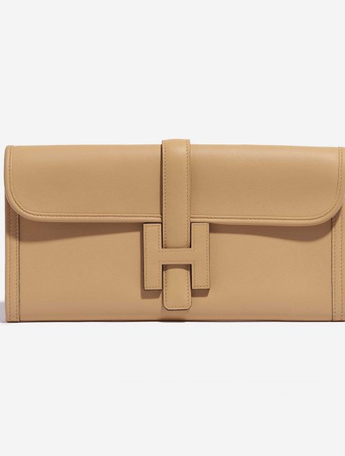 Pre-owned Hermès bag Jige Clutch Swift Tabac Brown Front | Sell your designer bag on Saclab.com