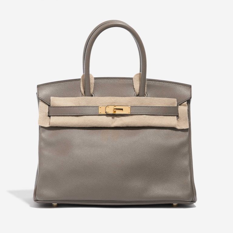 Pre-owned Hermès bag Birkin 30 Epsom Étain Brown Front Velt | Sell your designer bag on Saclab.com