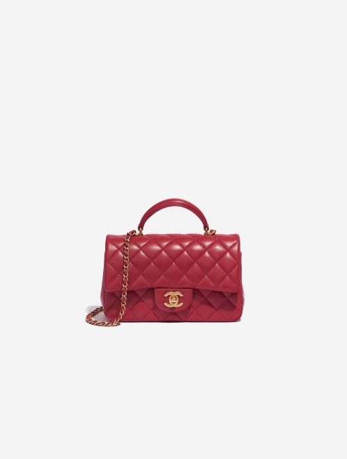Pre-owned Chanel bag Timeless Mini Rectangular Lamb Raspberry Pink, Red, Rose Front | Sell your designer bag on Saclab.com