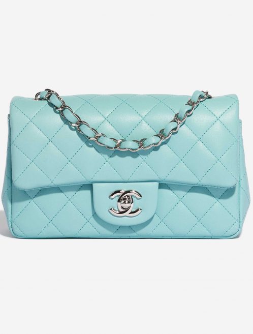 Pre-owned Chanel bag Timeless Mini Rectangular Lamb Tiffany Blue Blue Front | Sell your designer bag on Saclab.com