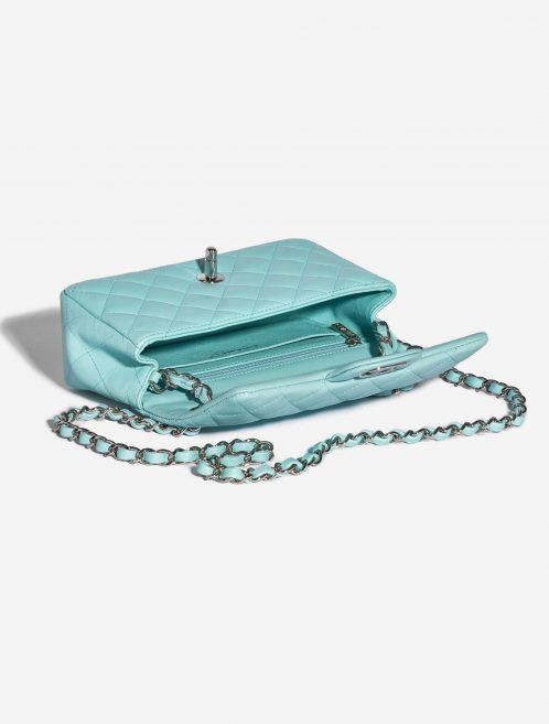 Pre-owned Chanel bag Timeless Mini Rectangular Lamb Tiffany Blue Blue Inside | Sell your designer bag on Saclab.com