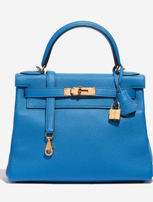 Pre-owned Hermès bag Kelly 28 Togo Blue Zanzibar Blue Front | Sell your designer bag on Saclab.com