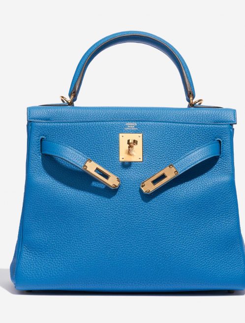Pre-owned Hermès bag Kelly 28 Togo Blue Zanzibar Blue Front Open | Sell your designer bag on Saclab.com