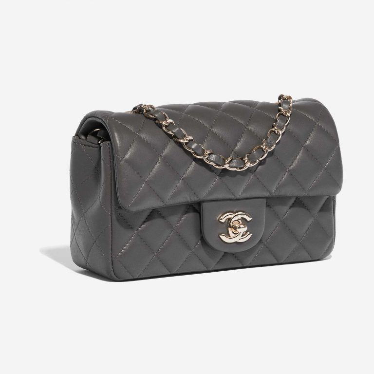 Pre-owned Chanel bag Timeless Mini Rectangular Lamb Grey Grey Side Front | Sell your designer bag on Saclab.com
