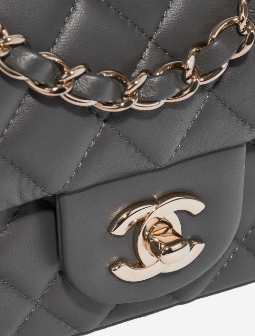 Pre-owned Chanel bag Timeless Mini Rectangular Lamb Grey Grey Logo | Sell your designer bag on Saclab.com