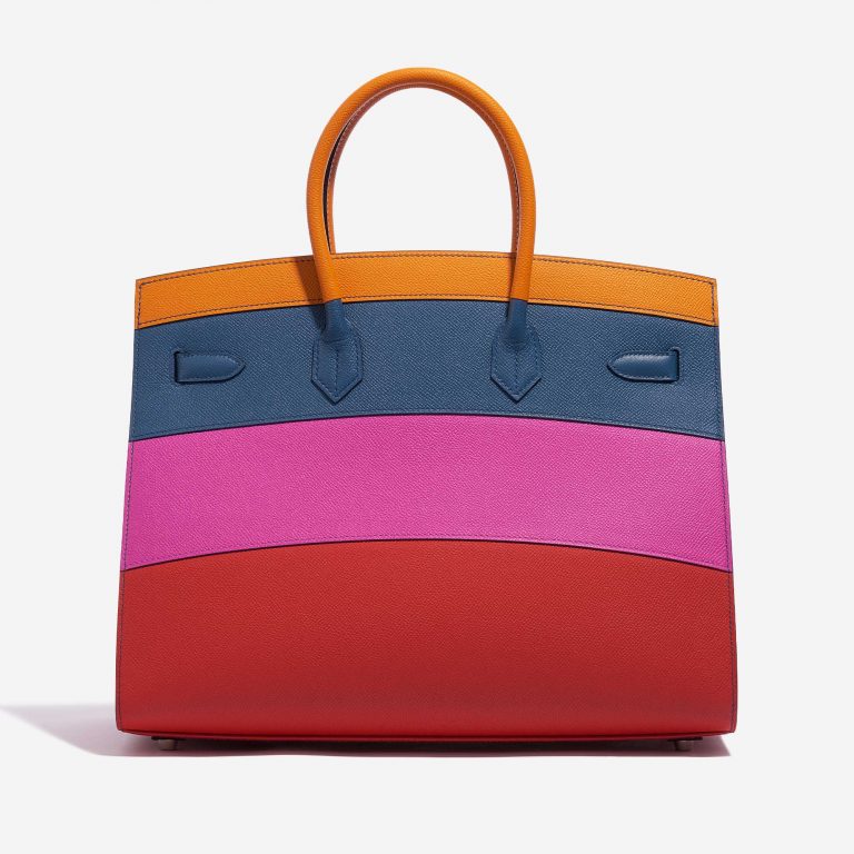 Pre-owned Hermès bag Birkin 35 Sunset Rainbow Epsom Apricot / Blue Agate / Magnolia / Rouge Casaque Blue, Multicolour, Orange, Pink, Red Back | Sell your designer bag on Saclab.com