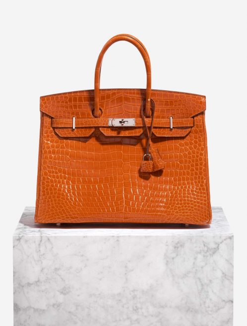 Pre-owned Hermès bag Birkin 35 Porosus Crocodile Pain d’épice Orange Front | Sell your designer bag on Saclab.com